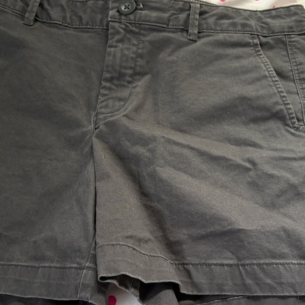Eddie Bauer Women’s  Charcoal Flat Front Shorts, 4’ inch length.